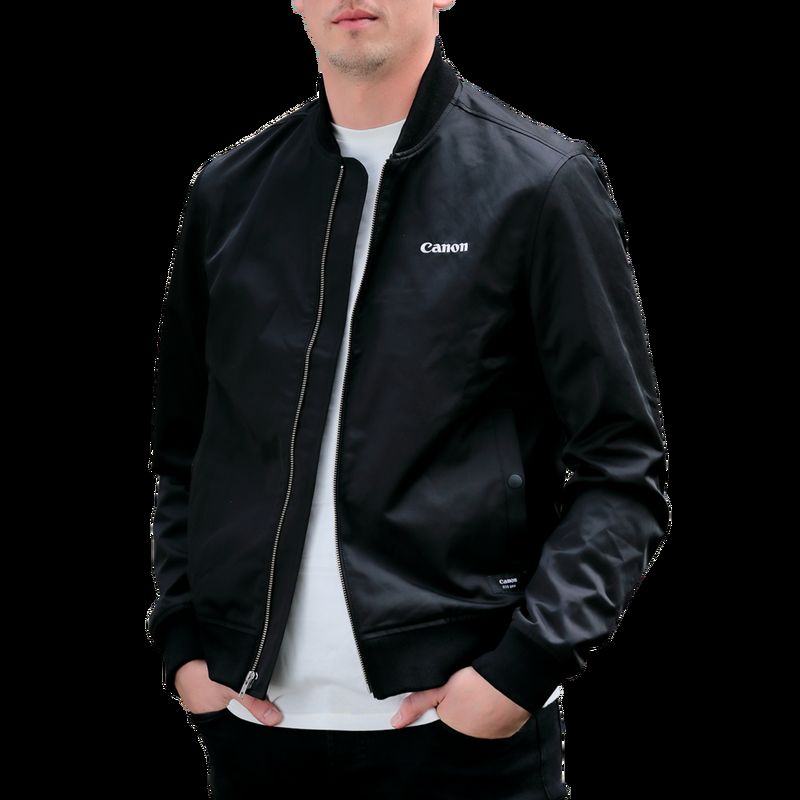 Herren Bomberjacke mit Canon Logo, Schwarz, Medium Herren Bomberjacke mit Canon Logo, Schwarz, Medium