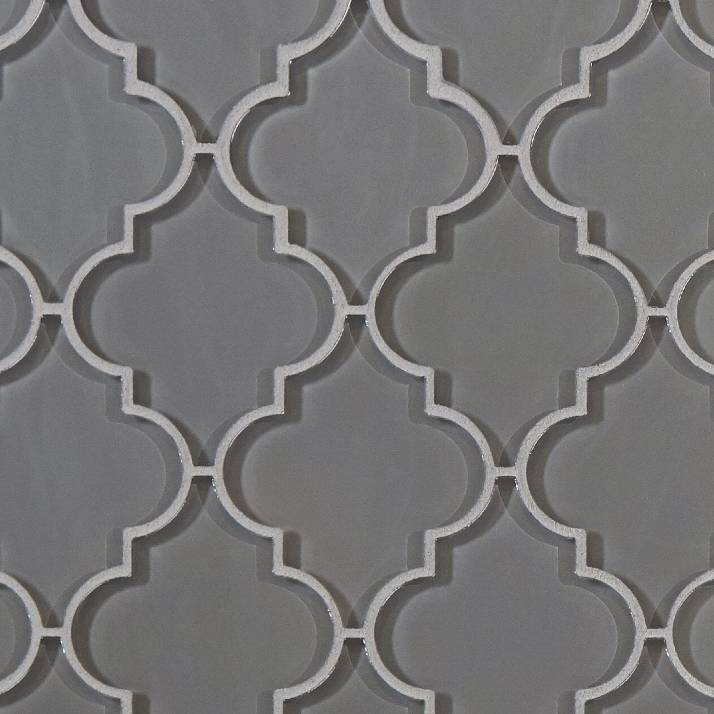 Fleur Gray Arabesque Glass Mosaic - 12 x 15 - 100032630 | Floor and Decor
