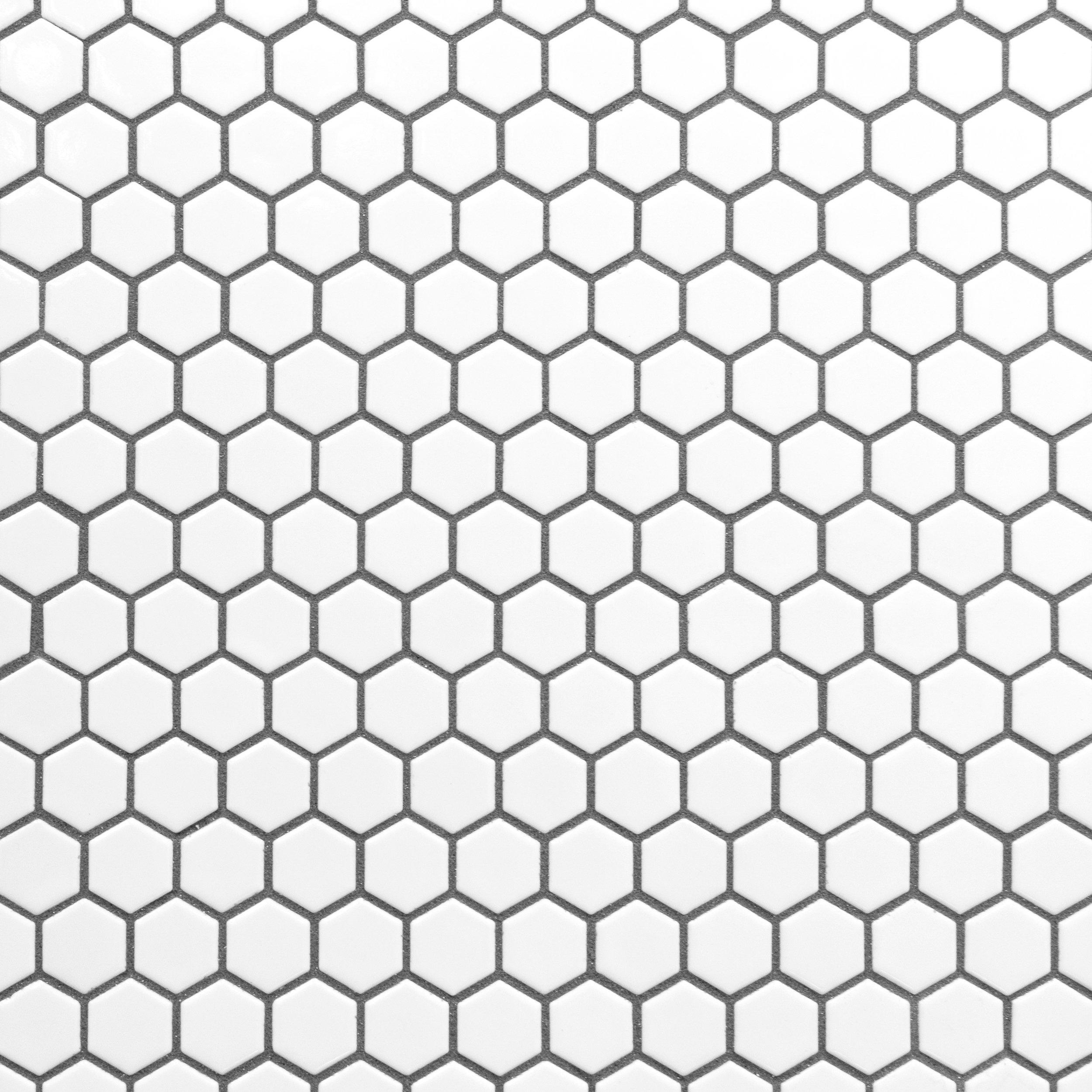 White Hexagon II Porcelain Mosaic