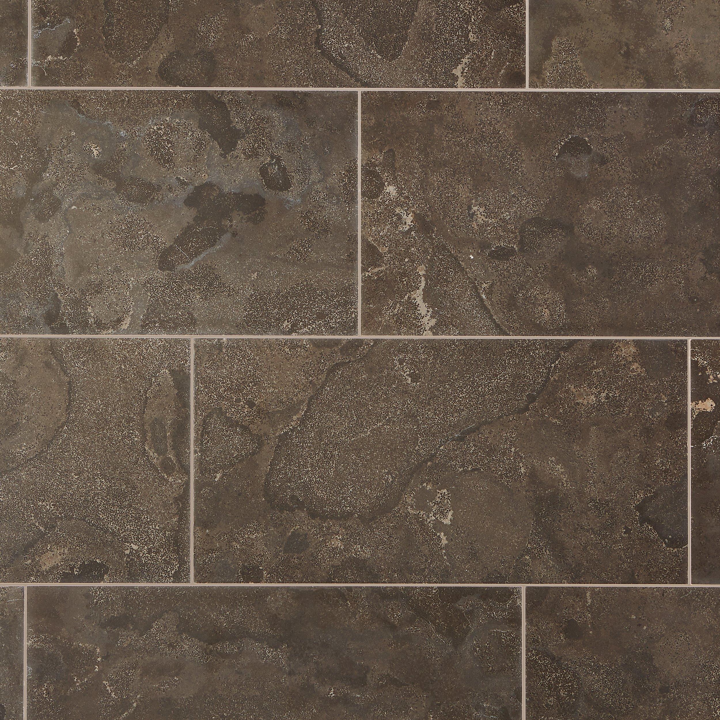 Black Brushed Limestone Tile - 12 x 24 - 100046804 | Floor and Decor