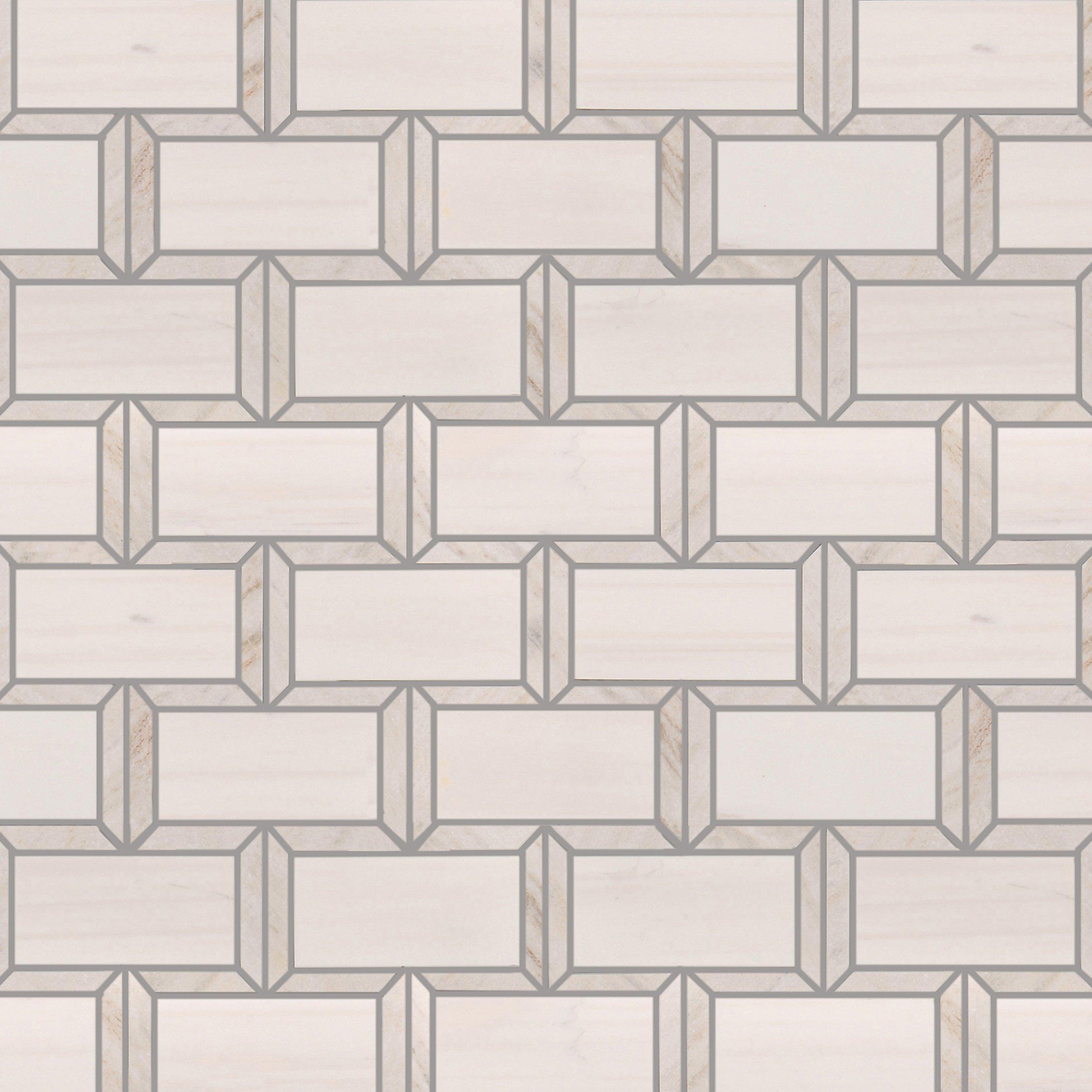 Skyline Blend Mini Brick Polished Marble Mosaic - 12 x 12 ...